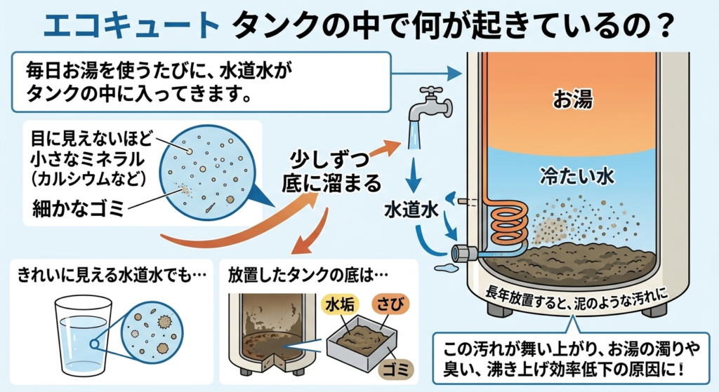 エコキュートタンク水抜きしないとどうなる？