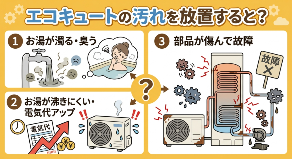 エコキュートタンク水抜きしないとどうなる？